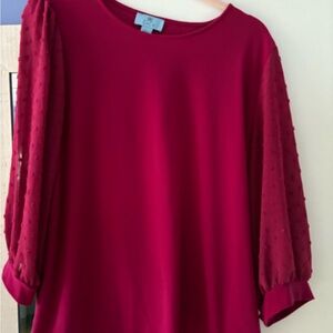 CeCe Women's Rich Fuchsia Textured Sleeve Blouse